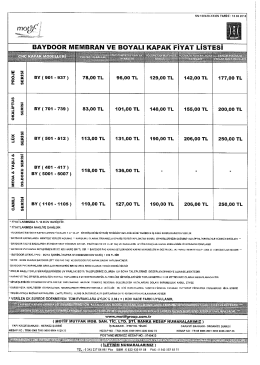 01 Baydoor Pvc & Boyalı Kapak 2ci Satış Fiyat Listesi 2015