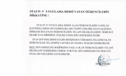 STAJ ıY-Y UYGULAMA DERSİ YAPAN &Ouml;ĞRENCİLERİN