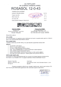 ROSASOL 12-0-43 ` - SalisChem Ziraat A.Ş.