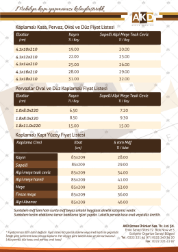 Kaplamalı Kasa, Pervaz, Oval ve Düz Fiyat Listesi