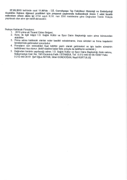 07.05.2015 tarihinde saat 11.00`de - İ.Ü. Cerrahpaşa Tıp Fakültesi