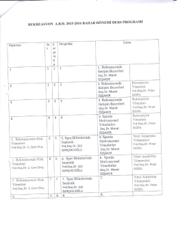 REKREASYON 4.3.1). 2015-2016 GÜZ DÖNEMİ DERS PROGRAMI