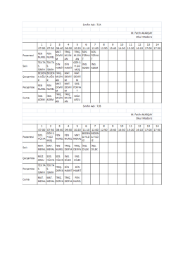 7. Sınıf Ders Programı