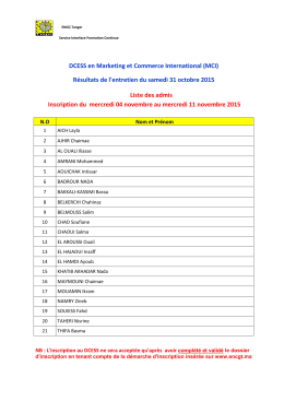 DCESS MCI-E 2013-2015 _Liste principale des admis