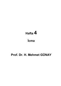 Hafta 4 İcma Prof. Dr. H. Mehmet GÜNAY