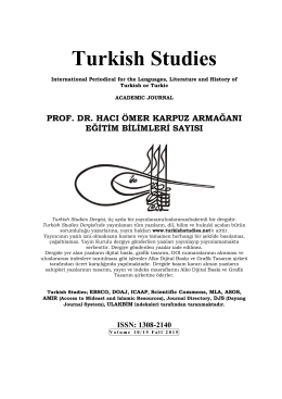 Editörden - Turkish Studies