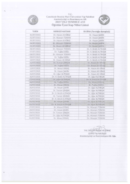 `_ 2015 \_/_ILI TEMMUZ AYI Oğretim Uyesi Icap Nöbet Listesi
