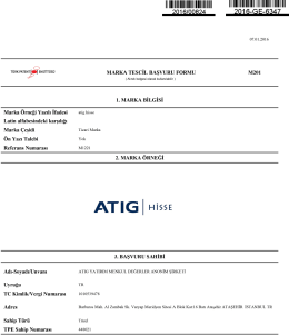 ATIG HİSSE Marka Tescil Başvurusu