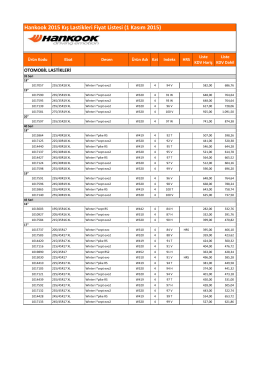 Hankook – PCR Kış Fiyat Listesi (1 Kasım 2015)