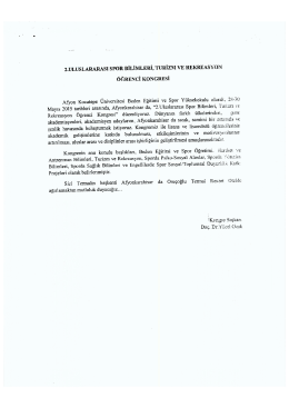 2.ULUsLARARAsı sPoR BİLİMLERİ, TURİZM vr: REKREASYDN