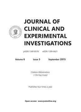 Volume 6 Issue 3 September 2015 - Klinik ve Deneysel Araştırmalar