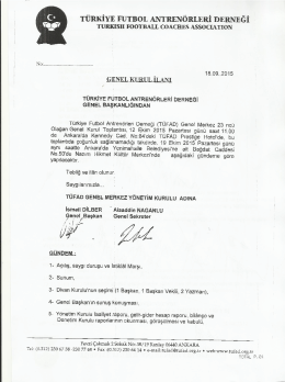 Genel Kurul İlanı i&ccedil;in tıklayınız