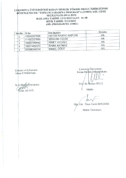 çl kurova üniversitesi kozan meslek yüksek 0kulu işbirliçinde