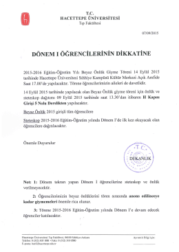 DÖNEM I öĞRENcİLERİNİN DİKKATİNE