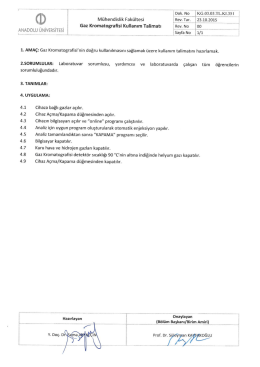 KG.03.03.TL.KI.351 Gaz Kromatografisi Kullanım Talimatı