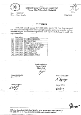 İZMİR Y&Uuml;KSEK TEKNOLOJİ ENSTİT&Uuml;S&Uuml;