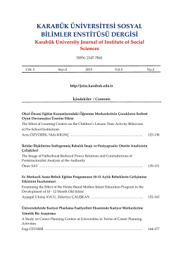 İçindekiler - Karabuk University Journal of Institute of Social Sciences