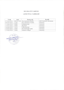 2015-2016 Güz Dönemi Final Tarihleri