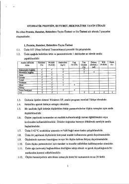 oTOMATİK PROTEİN, RUTUBET, HEKTOLİTRE TAYİN CİHAZI