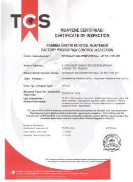 MUAYENE sERTiFiKAsı ‹ cERTıFıcATE oF ıNsPEcTıoN