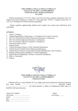 ipek a.ş. genel kurul g&uuml;ndem