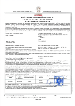 CERT/FICA TE or QUALITY SYSTEM APPROVAL