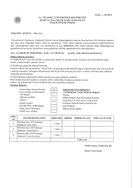TEKLİFİN KONUSU = Mal alımı. TEKLİF İSTEME FORMU