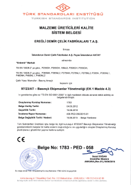 Basınçlı Kaplar için CE Belgesi - DIN EN 10028