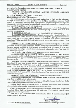 istasyon şefliklerine-çakmak, ayrancı, sudurağı, arıkören.