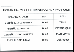 UZMAN KARİYER TANITIM VE HAZIRLIK PROGRAMI