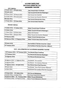 E.ü.ı=Eı~ı FAKÜLTESİ 2015-2016 öĞRE`rİM vıLı