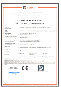 BENART Uluslararası Teknik Kontrol ve Belgelendirme Ltd. Şti.