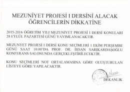 MEZUNİyET PROJESİ 1 DERSİNİ ALACAK OGRENCJLERIN