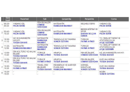 8-B Sınıfı Ders Programı