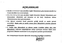 2015/2016 Güz Dönemi Final Sınav Tarihleri