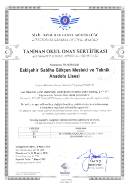 TANINAN oKUL oNAY sERTİFİKAsI - TEPEBAŞI