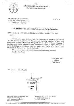 &Ccedil;anakkale Konulu Şiir ve &Ouml;yk&uuml; Yarışması