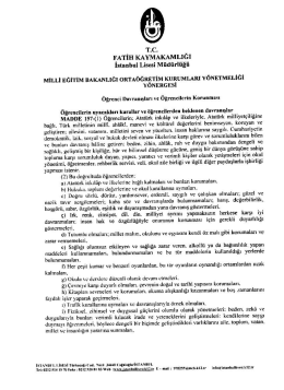 meb. ortaöğretim kurumları yönetmeliği yönergesi´nin 157