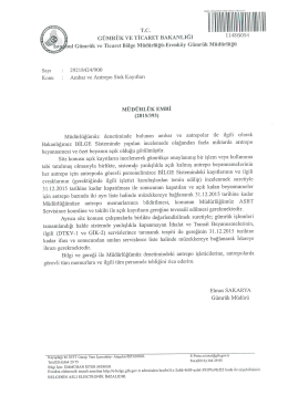 Erenköy Gümrük Müdürlüğü " Ambar ve Antrepo Stok Kayıtları"