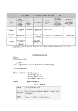 2015 Parasız Yatılılık ve Bursluluk Sınav Takvimi