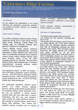 Fon Yatırımcı Bilgi Formları