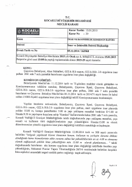 Kocaeli Büyükşehir Belediyesi Meclis Kararı