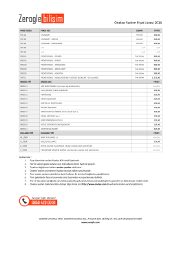 Onelee Yazılım Fiyat Listesi 2016