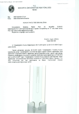 T.C. SAKARYA &Uuml;NİVERSİTESİ REKT&Ouml;RL &Uuml;Ğ&Uuml; Senato