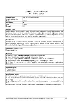 Olasılık ve İstatistik - Kimya Mühendisliği Bölümü