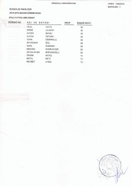 EczAcıLıK FAKÜLTESİ 2014-2015 BAHAR DÖNEM soNU STAJ