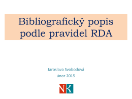 Bibliografický popis podle pravidel RDA