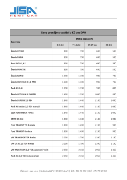 Ceny pronájmu vozidel v Kč bez DPH