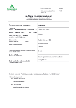 formulář hlášení PU - Pražské vodovody a kanalizace, as