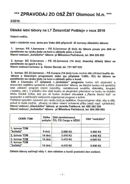 Zpravodaj 2016 - Letní tábor Železničář Potštejn